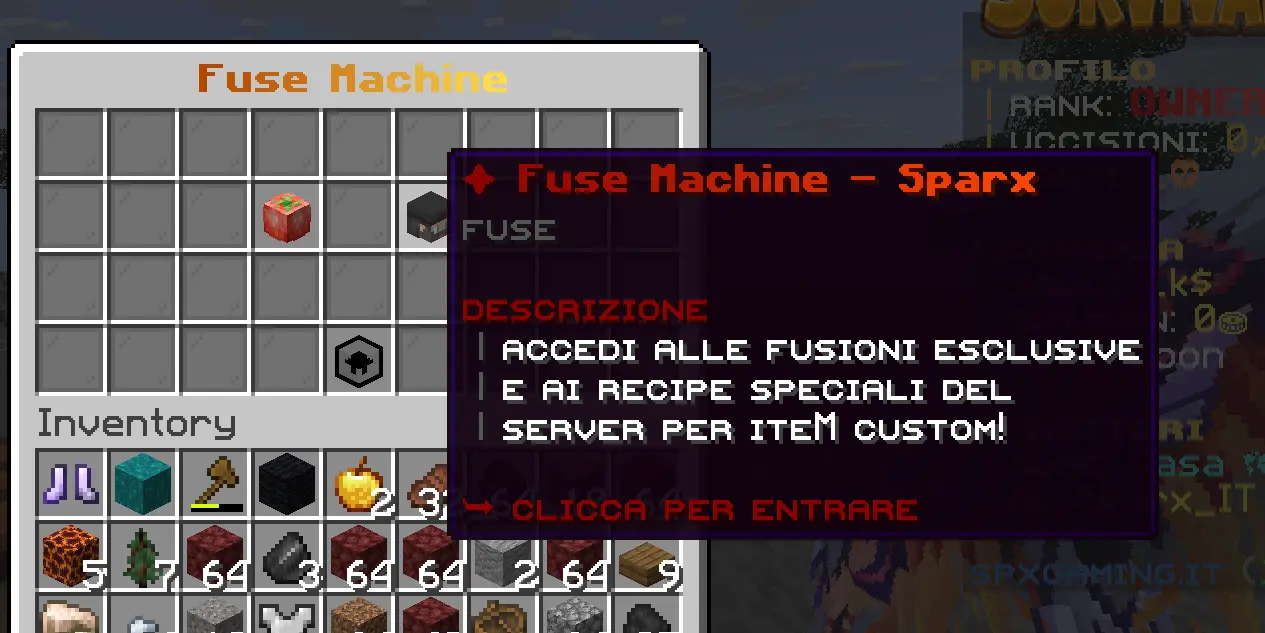 Menu della Fuse Machine con le opzioni Classica e Sparx