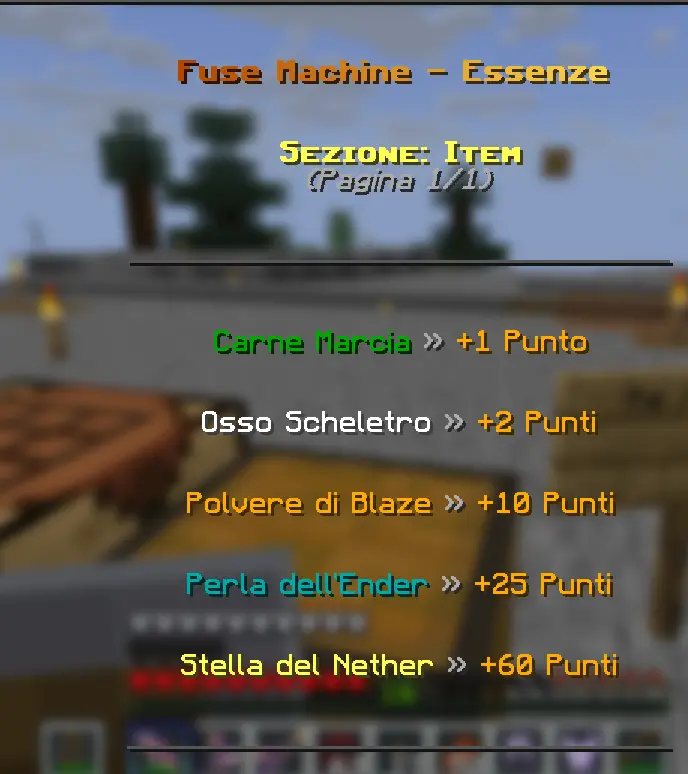 Punti delle essenze nella Fuse Machine